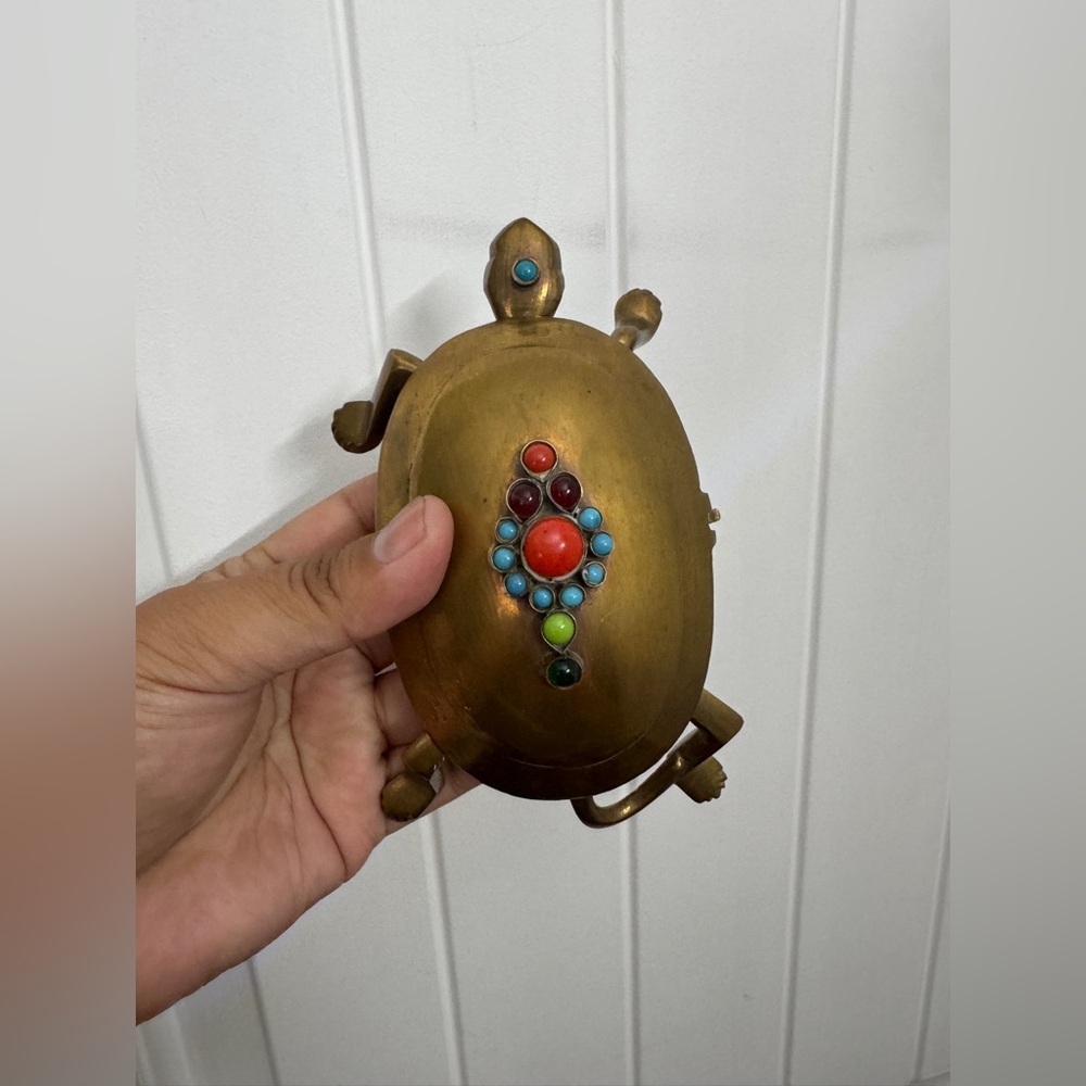 Antique Turtle brass jewelry trinket